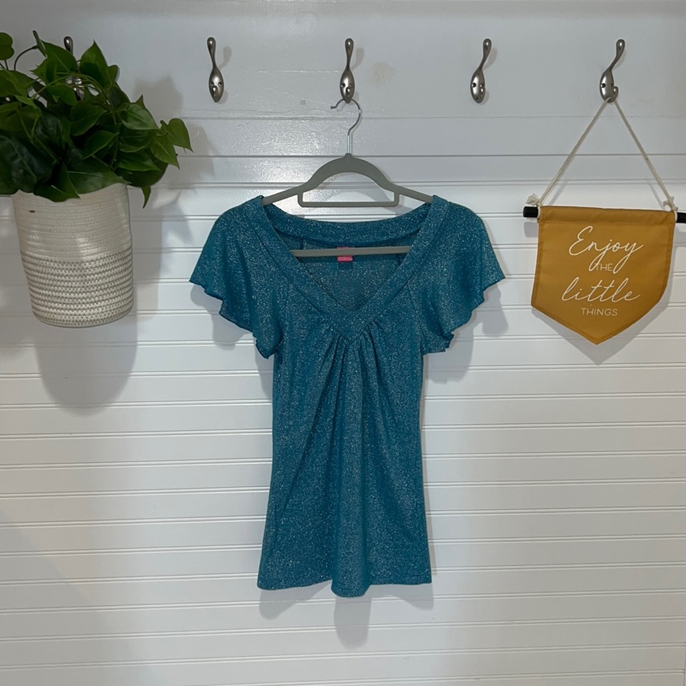 Blue V-Neck Blouse